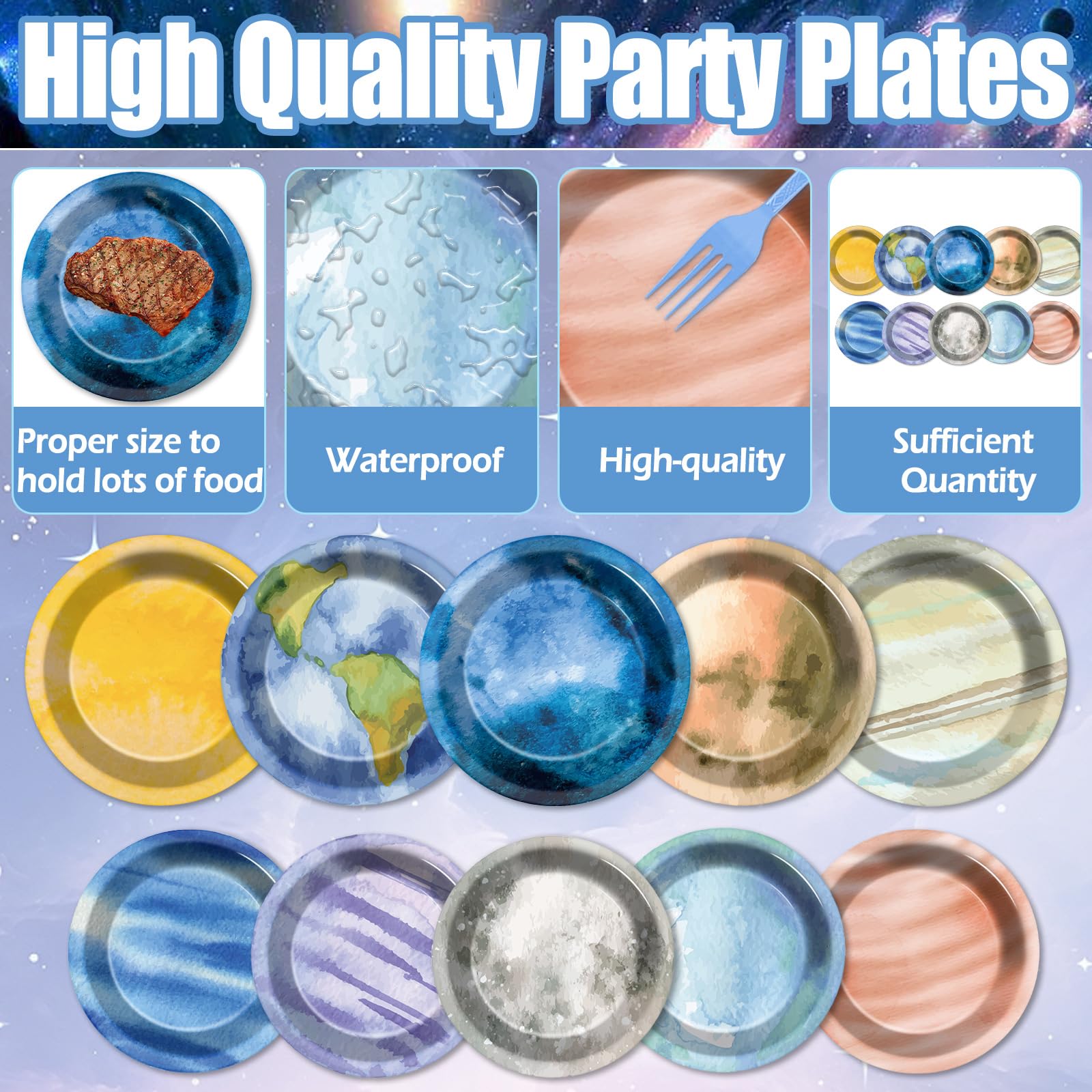 60PCS First Trip Around the Sun Space Party Plates and Napkins Outer Space Party Decorations Space Party Galaxy Planet Dinner Plates Solar System Party Tableware Set for Birthday Baby Shower Supplies