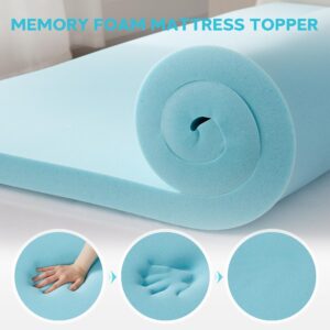 Eiayeebil Memory Foam Mattress Topper King, Dual Layer Mattress Topper, 2 Inch Gel Memory Foam Plus Pillow top Mattress Pad Cover for Back Pain, Down Alternative Bed Topper with Deep Pocket