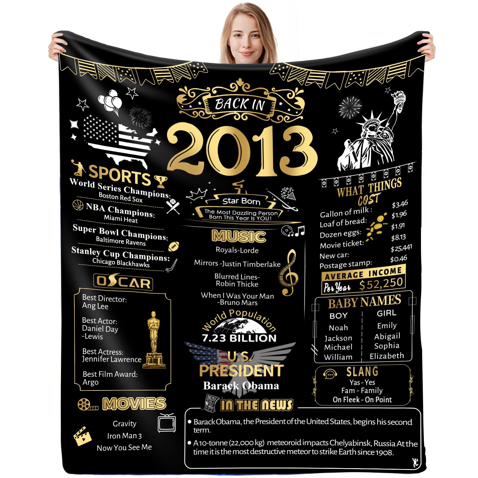 11th Birthday Gifts for Girls and Boys, Soft Comfortable Throw Blanket, Birthday Decorations for Daughter Son Grandson Granddaughter, 11 Year Old Birthday Decorations Blanket 60"X50", Back in 2013