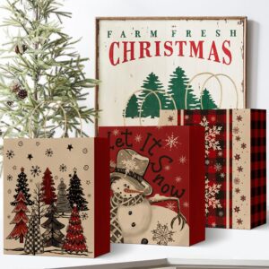 Horaldaily 24 Christmas Gift Paper Bags Bulk with handles Wrapping, Buffalo Plaid Santa Christmas Trees Snowman Xmas Holiday Presents(24 Large)