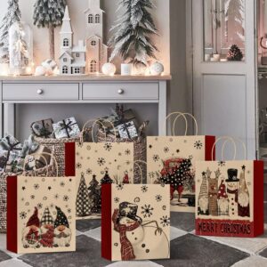 Horaldaily 24 Christmas Gift Paper Bags Bulk with handles Wrapping, Christmas Trees Santa Snowman Truck Deer Ball Ornaments Xmas Holiday Presents(24 Large)