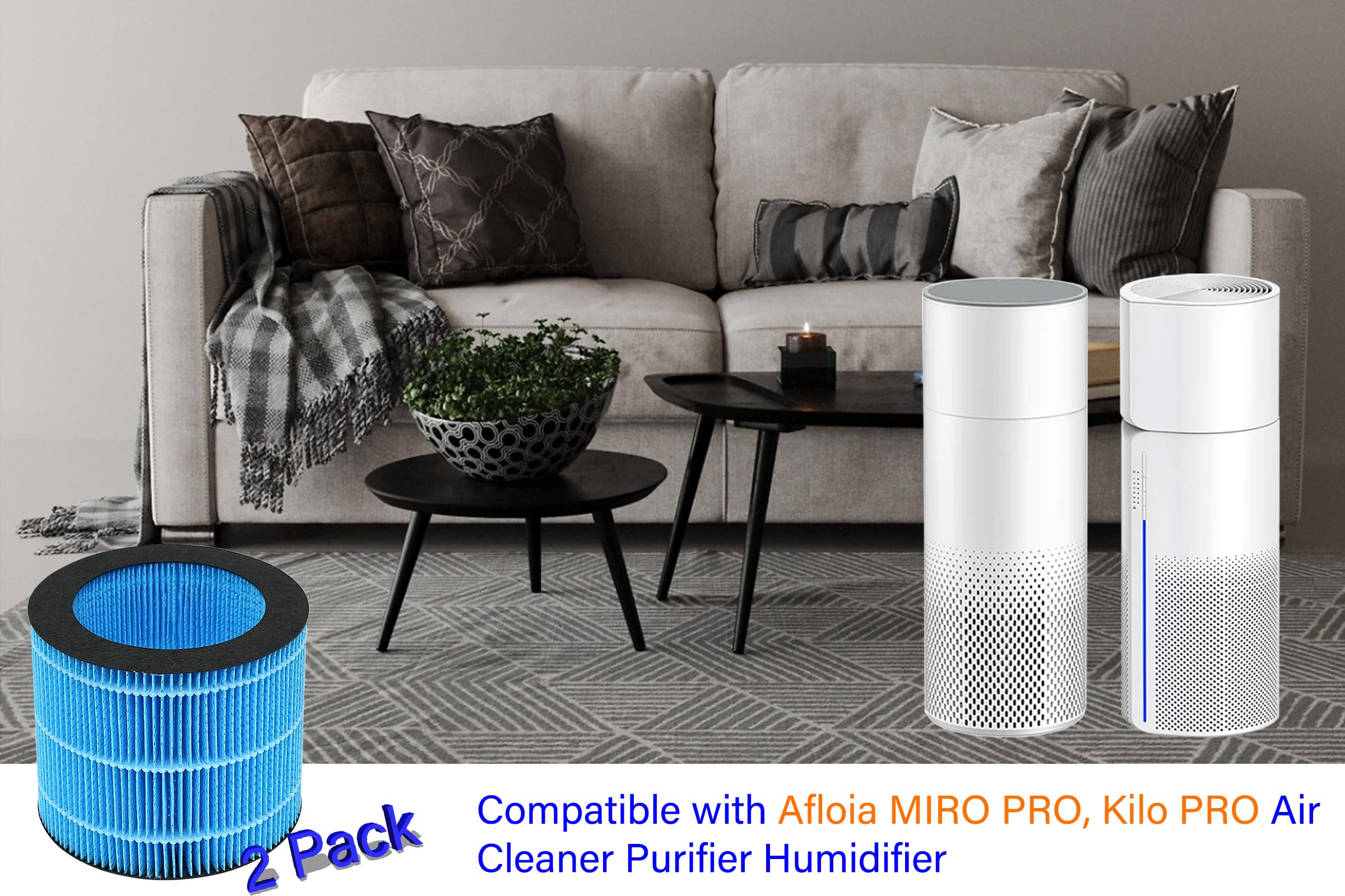 HOMFILBIT MIRO PRO Humidifier Wicking Filters for Afloia MIRO PRO, Kilo PRO Air Purifier Humidifier 2 in 1, 2 Pack