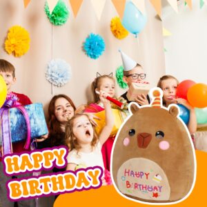 Easfan Birthday Capybara Plush Pillow Soft Toys with Happy Birthday Colorful Embroidered Stuffed Animals Gifts for Kids Adults, 12 inches