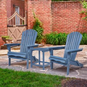 Wooden Folding Adirondack Chair Set of 2, Pre-Assembled BackRest Wood Lounge Chair for Outdoor Patio Garden Lawn Backyard Deck Pool Beach Firepit