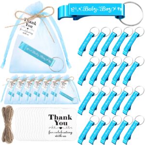 tioncy 50 set baby shower party favors baby bottle opener it's a boy bottle opener keychains baby boy thank you tags organza bags blue baby shower return gifts for guest gender reveal party supplies