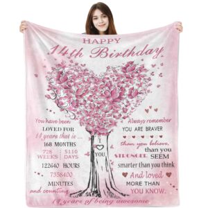 christmas ideas gifts for 14 year old girls, birthday gifts for 14 year old girl blanket 60"x50", happy 14th birthday decorations for girls, best 14th birthday gift for girls