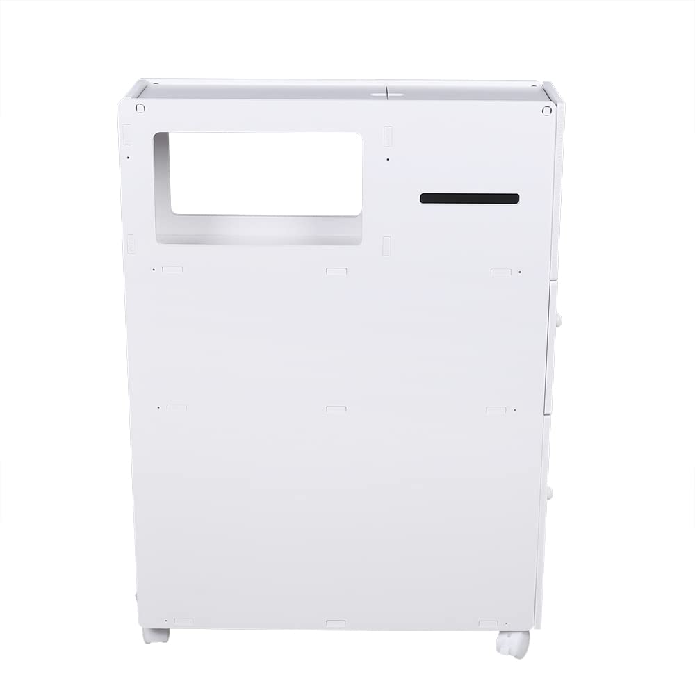 Giciashop Slim Bathroom Storage Cabinet,PVC Side Toilet Storage with Wheels,20.5 x 6.4 inches Small Cabinet for Bathroom Storage(White)