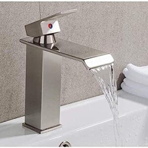 Faucet, Kitchen Taps Kitchen Tap Newly Basin Kitchen Faucet Bathroom Waterfall Faucet Mixer Tap Brass Mixer Tap Hot and Cold Bath Mixer Tap Square Mixers