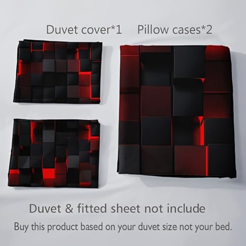 3-Piece Grid Duvet Cover Set - Ultra-Soft, Breathable Fabric - includes 1 Duvet Cover & 2 Pillowcases for Comfortable Sleep (EJBTTAA018,king(103.94''*90.16''))