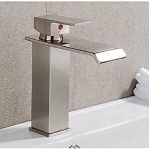 Faucet, Kitchen Taps Kitchen Tap Newly Basin Kitchen Faucet Bathroom Waterfall Faucet Mixer Tap Brass Mixer Tap Hot and Cold Bath Mixer Tap Square Mixers