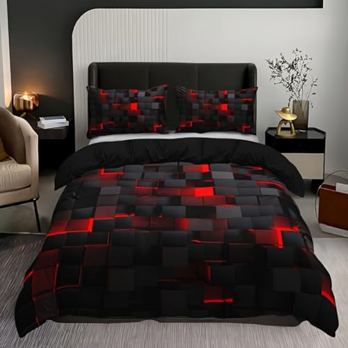 3-Piece Grid Duvet Cover Set - Ultra-Soft, Breathable Fabric - includes 1 Duvet Cover & 2 Pillowcases for Comfortable Sleep (EJBTTAA018,king(103.94''*90.16''))