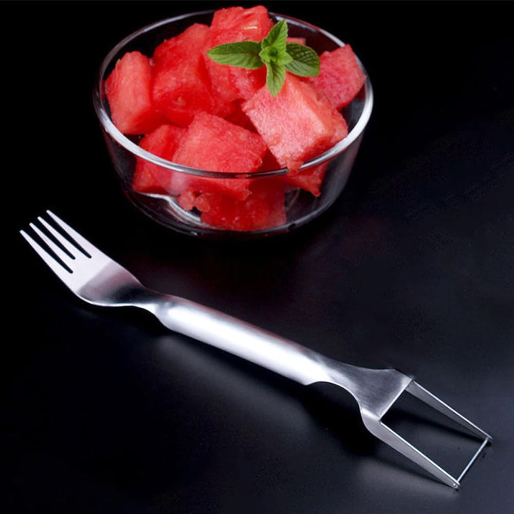 2PCS 2-In-1 Watermelon Slicer Cutter Tool,Stainless Steel Fruit Cutter,Fruit Tool,Fruit Forks Slicer,Dual Head Fruit Forks Slicer Knife For Home Kitchen Gadget