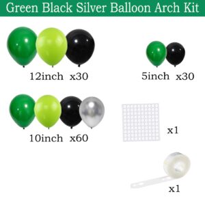 Lime Green Black Balloon Garland Arch Kit - Green Black Balloons Silver Lime Green Balloons Video Game Halloween Balloons for Video Gaming Miner Birthday Baby Shower Grads Wedding Party Decorations