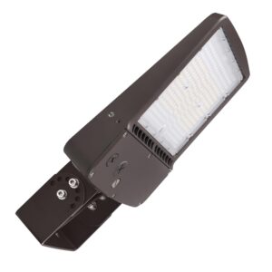 150w led parking lot light, 5700k 21000lm(140lm/w) outdoor commercial led shoebox lights with yoke mount, [600w hps equiv.] area/street/arena/security lighting, ac100-277v, ul&dlc listed