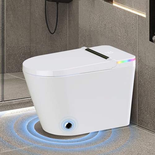 Upgrade Smart Bidet Toilet with Heated Water，Adjustable Washing Settings,LED-light, Air Dryer, One Piece Bidet-Toilet with Remote Control,Auto Open Cover