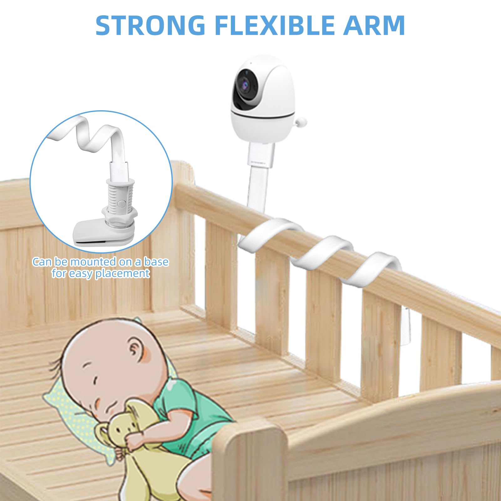 Baby Monitor Mount, 1/4 Threaded Holes Universal Baby Monitor Wall Mount, Flexible Clip Clamp Mount/Long Gooseneck Arm Baby Monitor Stand, No Tools Versatile Twist Holder (Clip Mount)