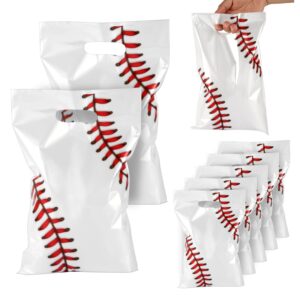 peutier 50pcs baseball party gift bags, baseball goodie bags favors sport theme party favor bags practical gift bag for party birthday presents packing candy snack goodie storage (white, red)