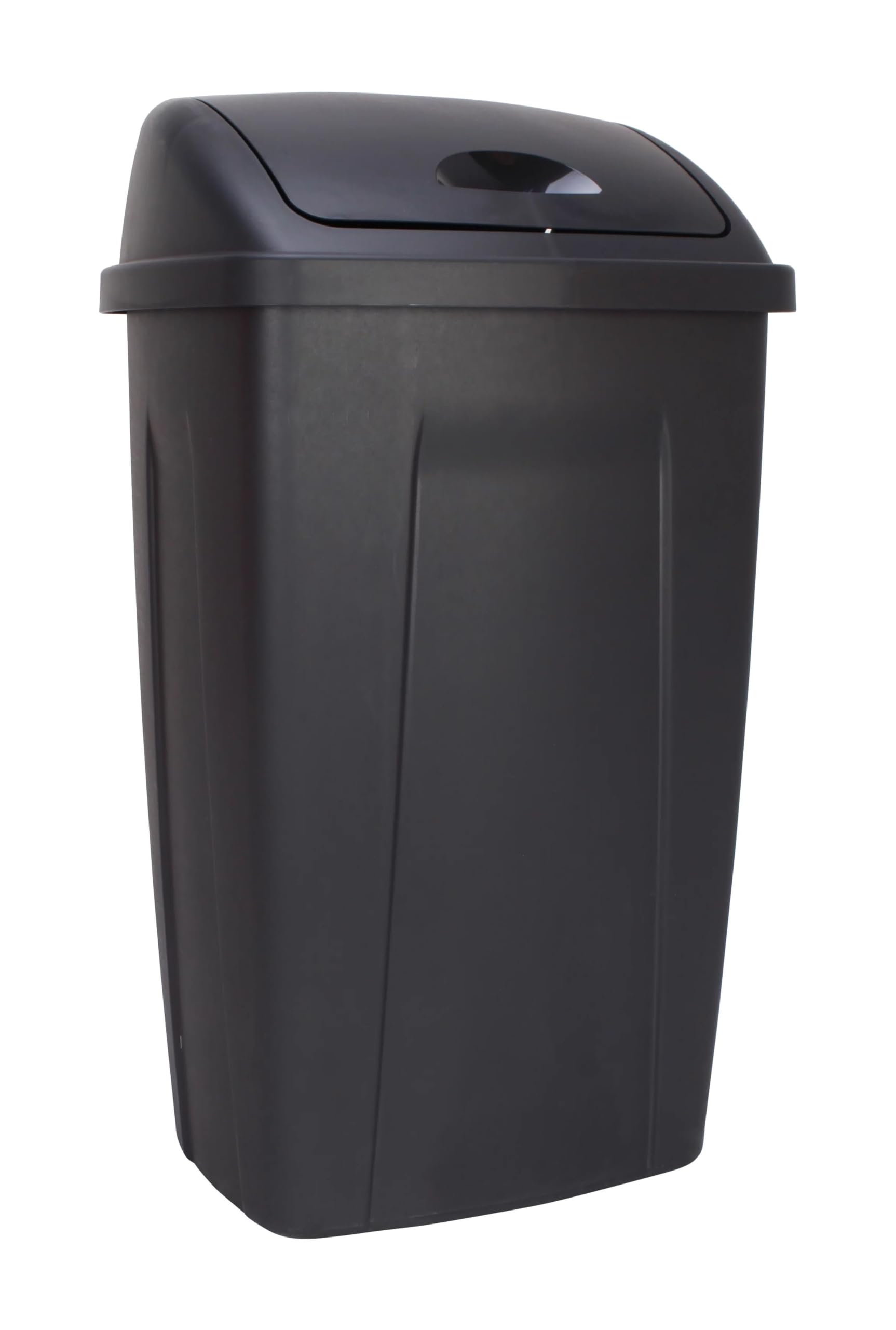 DqOasd Trash Can 13 Gallon with Swing Lid, Plastic Tall Garbage Can Indoor, Recycle Bin and Waste Basket for Home, Office, Garage, Patio, Restaraunt (Black), 1 Count