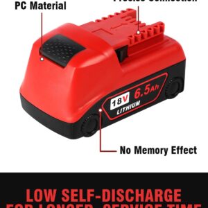 18v Battery 2Pack Replacement for Milwaukee M18 Battery 6.5Ah,High-Capacity Batteries Compaitble with Milwaukee Tools and Charger,2024 Version with N18D Battery Charger