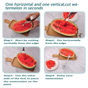 2PCS 2-In-1 Watermelon Slicer Cutter Tool,Stainless Steel Fruit Cutter,Fruit Tool,Fruit Forks Slicer,Dual Head Fruit Forks Slicer Knife For Home Kitchen Gadget