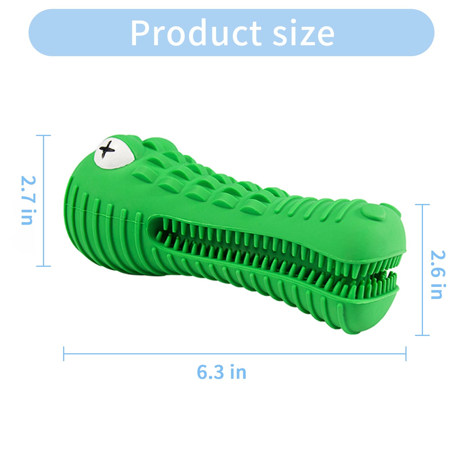 Prokei Dog Chew Toys, Durable Squeaky Dog Toys for Aggressive Chewers, Alligator Head Rubber Teething Toy, Interactive Dog Toys for Medium Large Breed Size, Milk Flavor