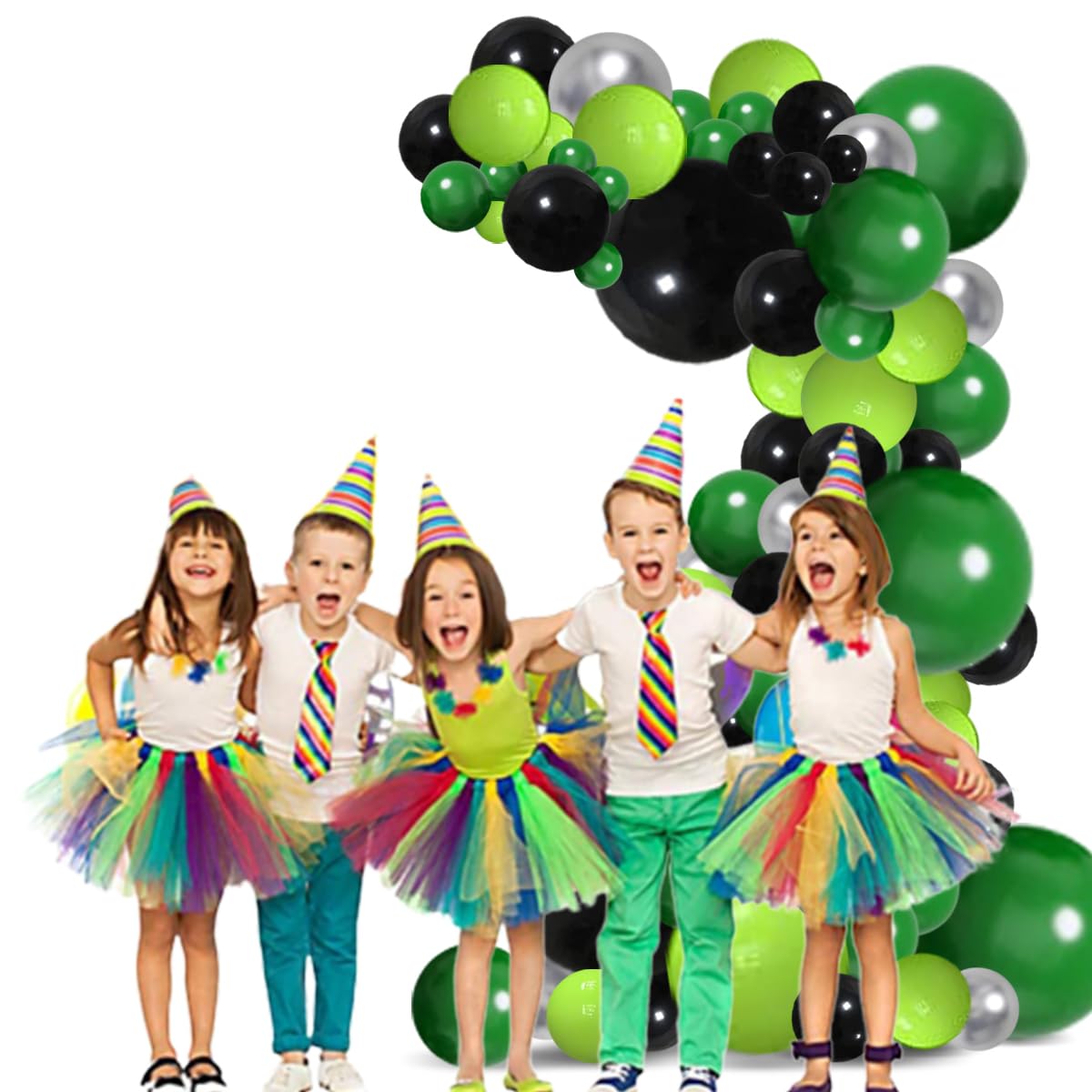 Lime Green Black Balloon Garland Arch Kit - Green Black Balloons Silver Lime Green Balloons Video Game Halloween Balloons for Video Gaming Miner Birthday Baby Shower Grads Wedding Party Decorations