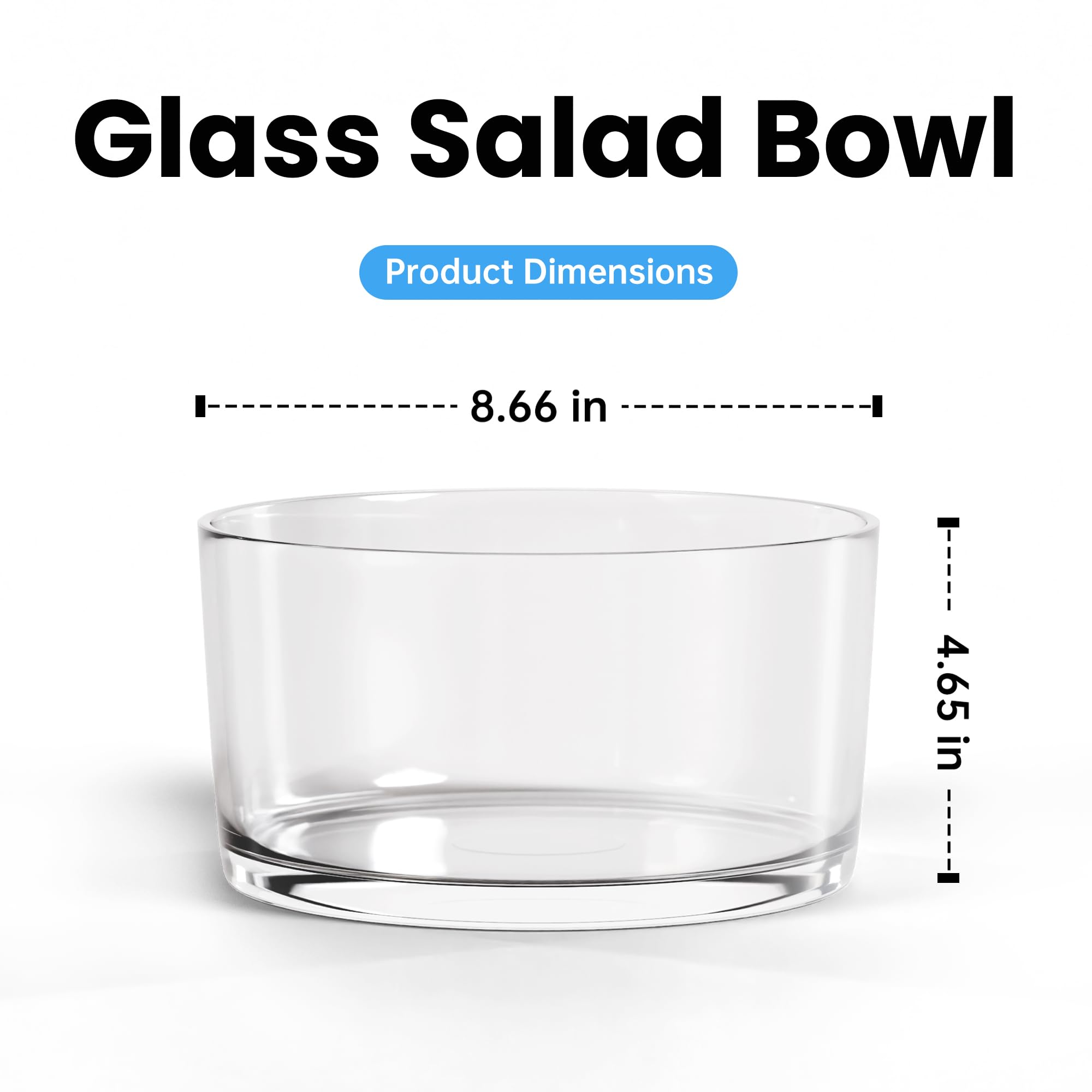 KITEISCAT Glass Salad Bowl - Versatile 118oz Trifle and Fruit Bowl - Elegant & Long-Lasting for Serving Salads, Dessert