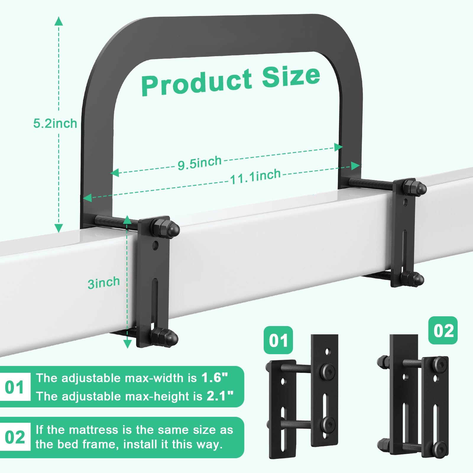 SEMPOMA Mattress Slide Stopper, Anti Slip Mattress Gripper for Metal Bed Frame to Keep Mattress from Sliding, Mattress Retainer Bar (2 Pack)