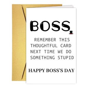 colinhelin happy boss's day card for men women, funny boss's day card for boss manager, humor bosses day card gifts for him her, card for boss boss lady, boss gift for boss manager leader