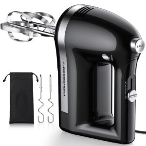 z-desdemona electric hand mixer, powerful 300w hand mixer electric handheld with 304 beaters, dough hook,hand held mixer with turbo for baking cakes, eggs, cream food(black)