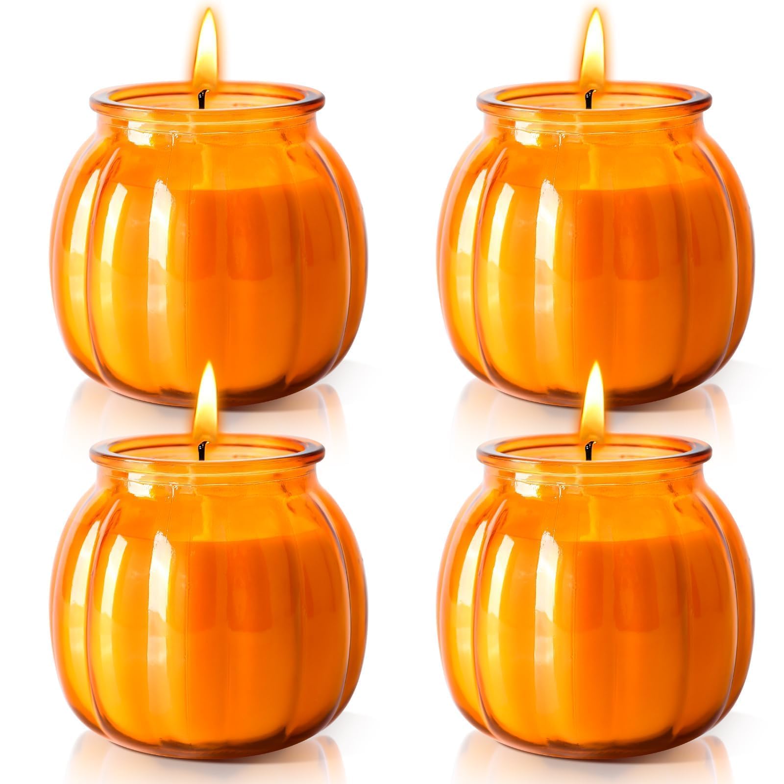 4Pack Thanksgiving Candle Pumpkin Candle Gift Burn Fall Candles Long Time Natural Wax Candles Soy Candle Pumpkin Scented for Thanksgiving Christmas Wedding Baby Shower Party Favors Home Decor