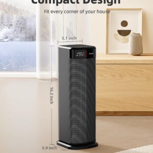 BREEZOME Space Heater for Indoor Use, 1500W Fast Heating Electric Heater with Thermostat, 90°Oscillating PTC Ceramic Heater, 24H Timer Portable Room Heater for Home Office Bedroom