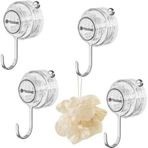 wayuto 4pcs suction cup hooks removable shower suction cup hangers punch-free coat hat hooks for kitchen bathroom door heavy duty vacuum hooks transparent