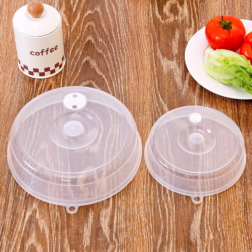 2 PCS Microwave Cover for Food, Clear Microwave Splatter Cover with Steam Vent, 9 Inch and 6.7 Inch Covers, Kitchen Gadgets and Accessories, Transparent