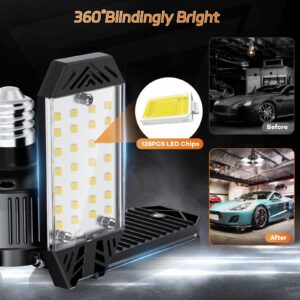 XINGHUANLIT LED Garage Light - 120W Garage Lights Ceiling LED 12000LM with 4+1 Deformable Panels, Screw in Garage LED Lights 6500K Fit for E26 E27 Bulb Socket, Lighting for Garage, Basement, Attic