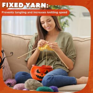 Sieral 2 Pcs Christmas Wooden Yarn Bowl Holder, Pumpkin Decoration Yarn Bowl for Crocheting 6.5 x 6.5 x 3.9 Inch Craft Knitting Bowl Crochet Yarn Holder for Handmade Crocheting Winter Mother's Gift