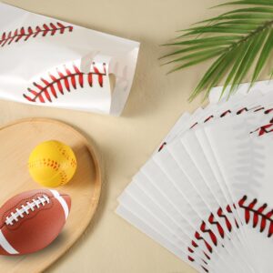 PEUTIER 50pcs Baseball Party Gift Bags, Baseball Goodie Bags Favors Sport Theme Party Favor Bags Practical Gift Bag for Party Birthday Presents Packing Candy Snack Goodie Storage (White, Red)