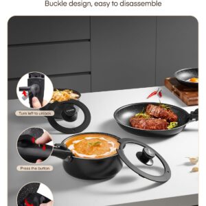 FOHERE 8pcs Pots and Pans Set with 2 Detachable Handles, Aluminum Nonstick Cookware Set, Induction Pan Set, RV Cookware Set, Oven Safe, Stackable