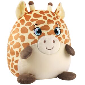 gagaku 12 inches giraffe plush pillow toy, squishy giraffe stuffed animal cute plushie pillow huggable toy, kawaii soft cushion for girl kid children's day birthdays christmas