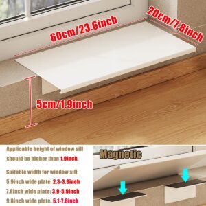 Window Sill Extender Plate, 23.6inch Carbon Steel Storage Shelf, Window Sill Extender for Plants, Countertop Extension Board with Magnetic Base for Kitchen Organization Storage (60x20cm/23.6x7.8in)