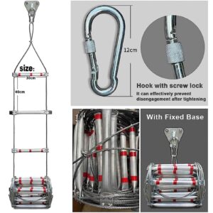 Multifunctional Aluminum Alloy Safety Ladder, Folding Emergency Fire Escape Rope Ladder, Flame Resistant, Wire Rope Ladder for Escape Rescue, Work At Height, Fast to Deploy(5M/16FT)