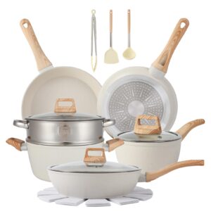 16pcs pots and pans set non stick cookware set nonstick with cooking set (white, 16pieces)