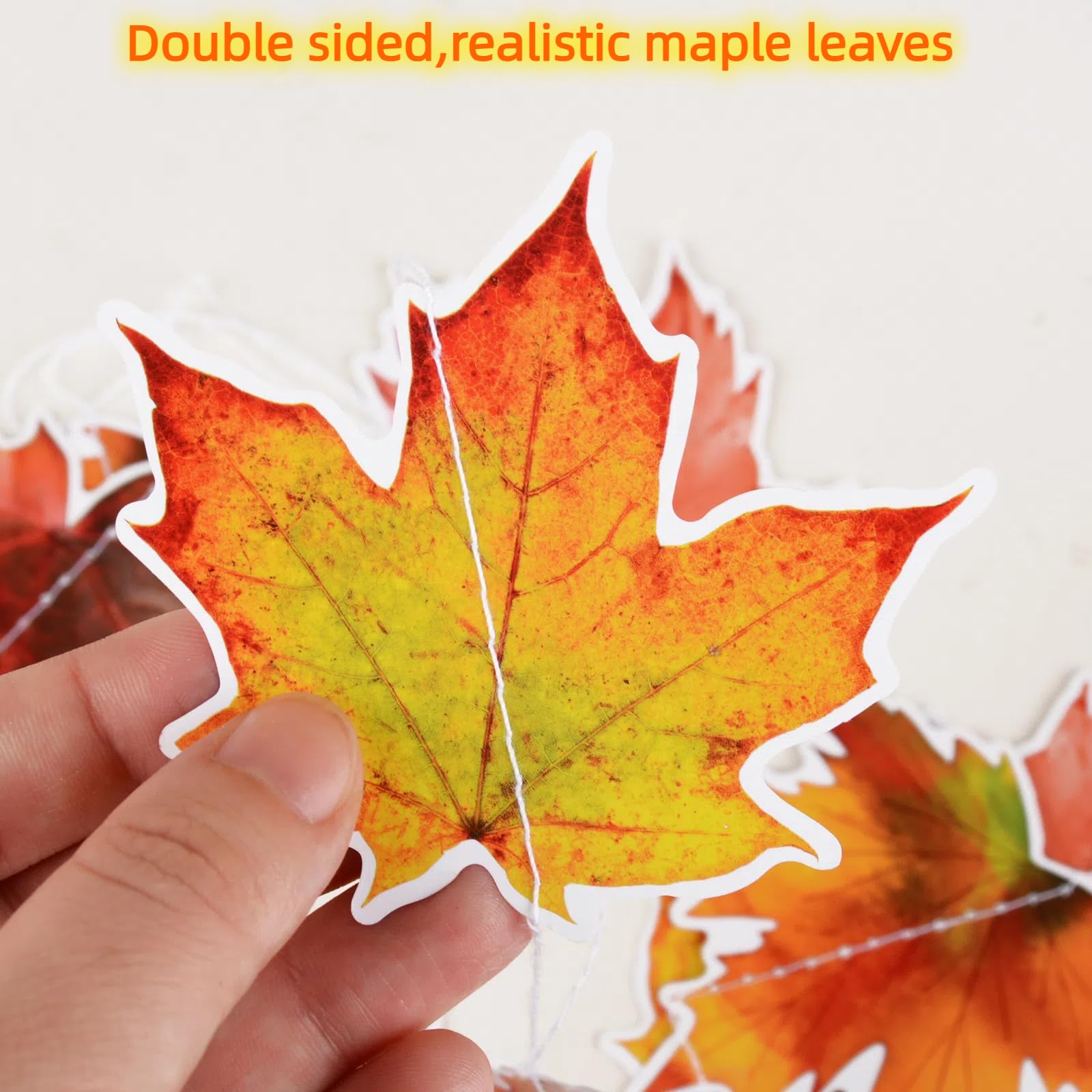 8pcs Fall Garland Maple Leaf Hanging Decor Banner Backdrop Streamer Thanksgiving Decorations Fall Themed Party Baby Shower Bridal Shower Wedding