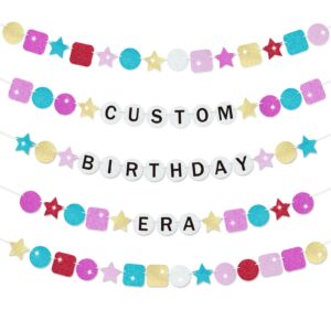 103pcs friendship bracelet birthday banner birth-tay decorations diy customized friendship bracelet banners glitter garland for happy birthday era graduation music singer party supplies favors