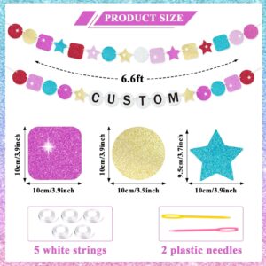 103PCS Friendship Bracelet Birthday Banner Birth-Tay Decorations DIY Customized Friendship Bracelet Banners Glitter Garland for Happy Birthday Era Graduation Music Singer Party Supplies Favors