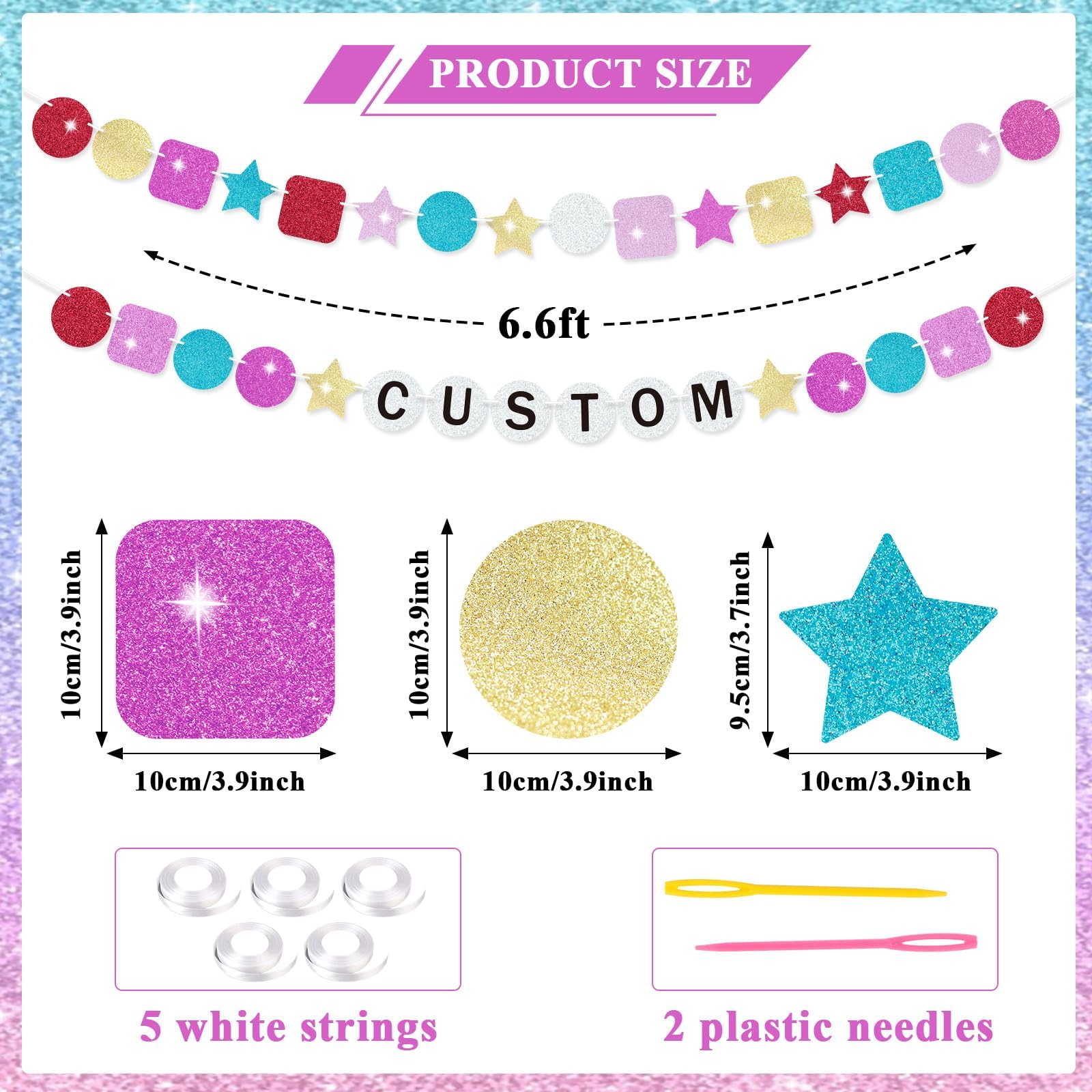 103PCS Friendship Bracelet Birthday Banner Birth-Tay Decorations DIY Customized Friendship Bracelet Banners Glitter Garland for Happy Birthday Era Graduation Music Singer Party Supplies Favors