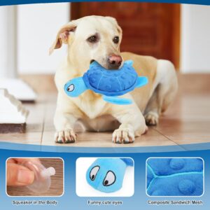 TONYFY Squeaky Sea Turtle Plush Dog Toy - Durable, No Stuffing, Interactive Chew Toy for Small Dogs - Relieve Anxiety, Teething, and Keep Them Busy for Puppy(Blue)