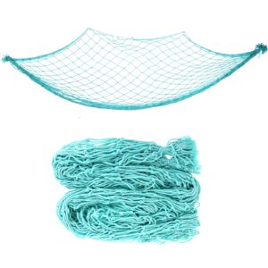 1 pack fish net decorations for party, natural cotton fish net party decorations for pirate party, luau tropical nautical beach table cover, nautical themed cotton fishnet party accessory (lake blue)