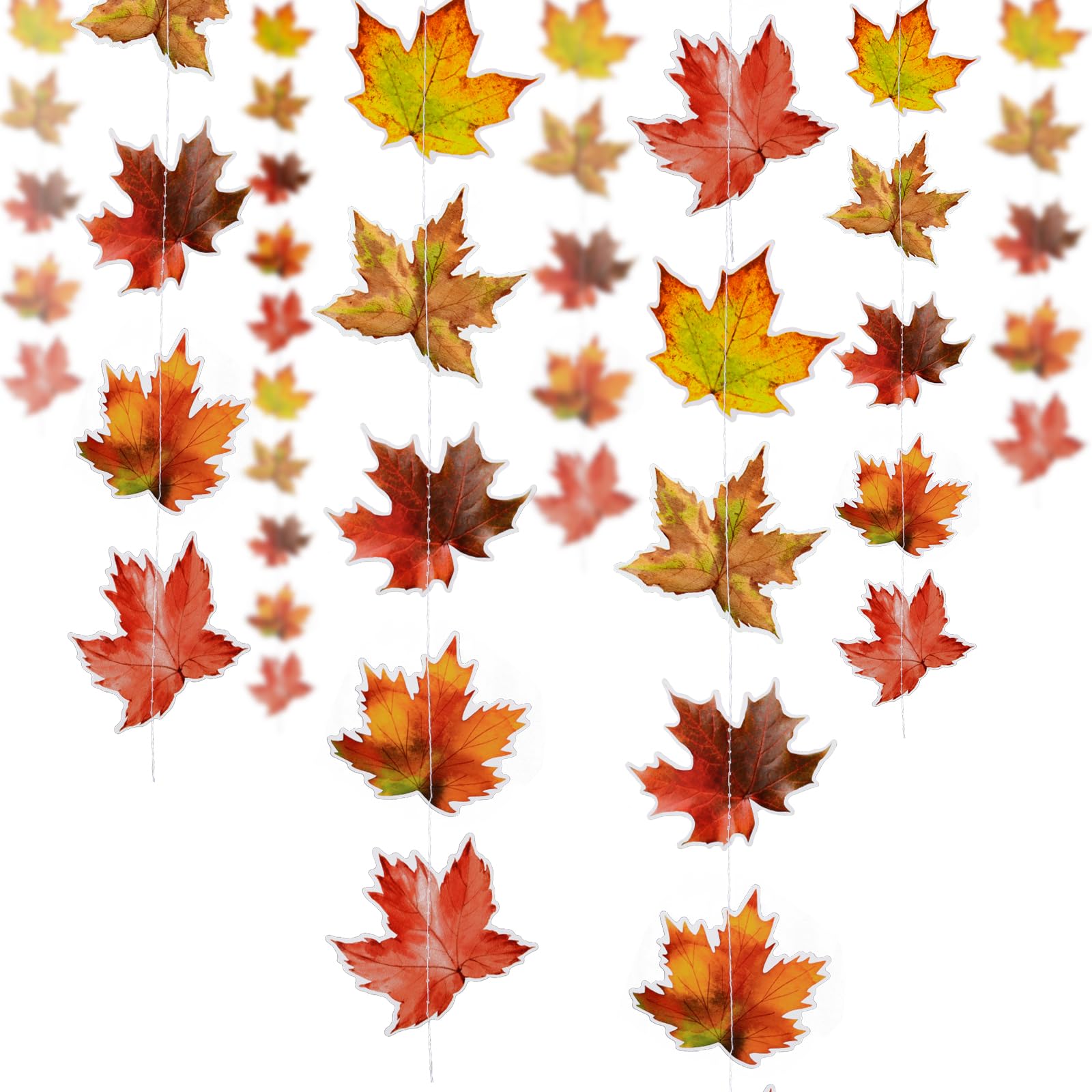 8pcs Fall Garland Maple Leaf Hanging Decor Banner Backdrop Streamer Thanksgiving Decorations Fall Themed Party Baby Shower Bridal Shower Wedding