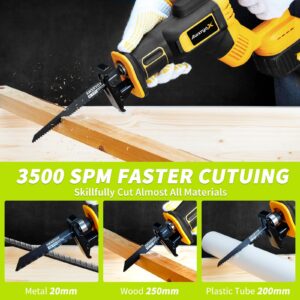 AwxryoX 21V Brushless Reciprocating Saw Cordless, 3500SPM Variable Speed Saw Reciprocating with 2 x 4.0Ah Battery & 8 Saw Blades, Tool Free Blade Change Power Reciprocal SawSaw for Wood Metal PVC